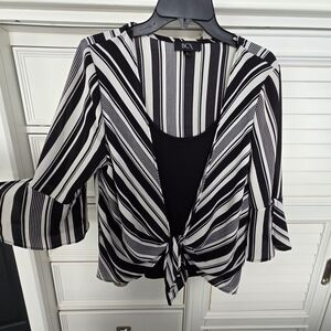 BCX Black and White Striped Women's Top